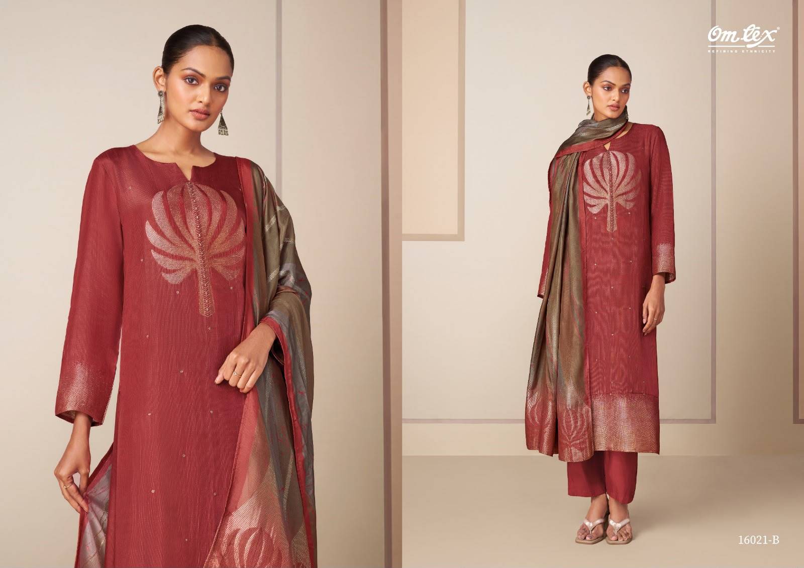 HITAKSHI By Om Tex 16021 Series Beautiful Festive Suits Stylish Colorful Fancy Casual Wear & Ethnic Wear SILK JACQUARD Dresses At Wholesale Price